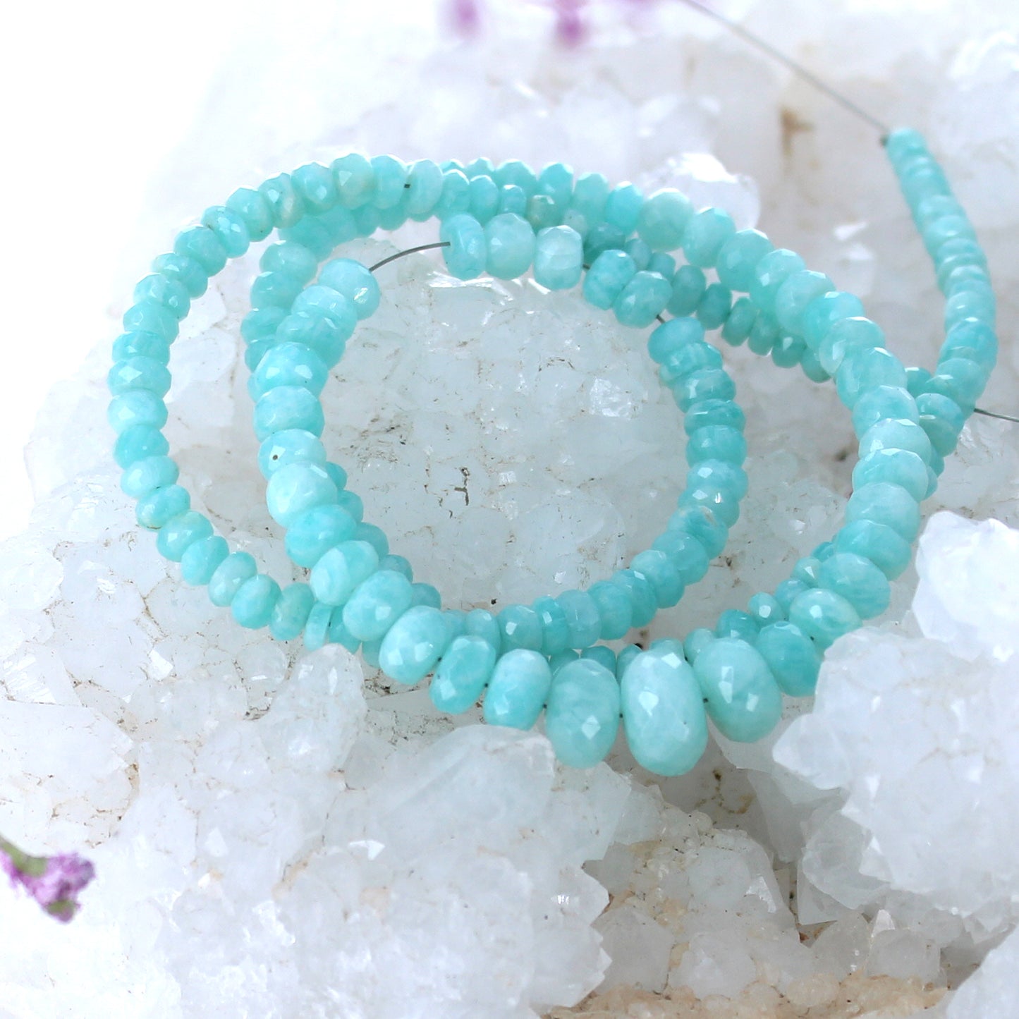 AAA AMAZONITE BEADS Faceted Rondelle 3.8-9mm 18" -NewWorldGems