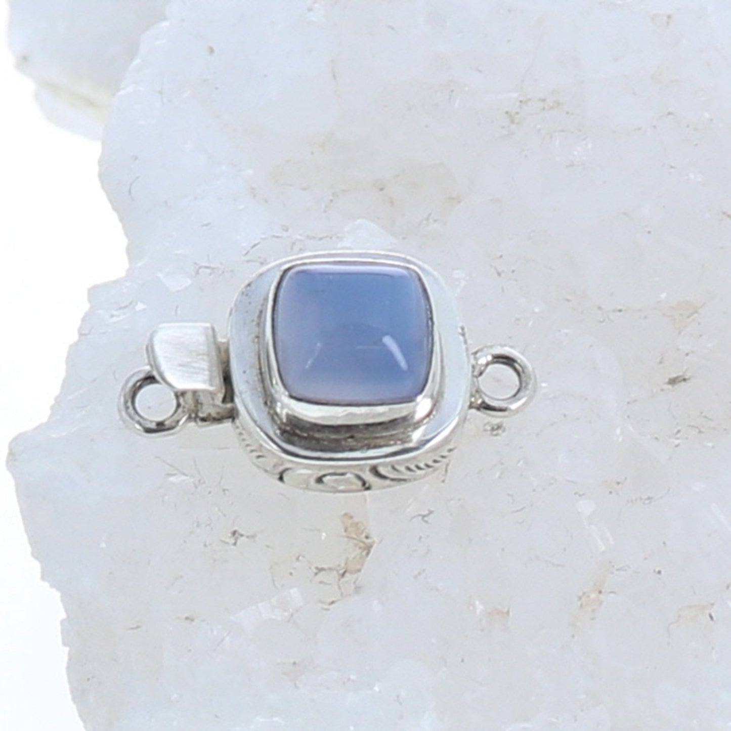 Chalcedony Clasp Cushion Shaped 10mm Sterling -NewWorldGems