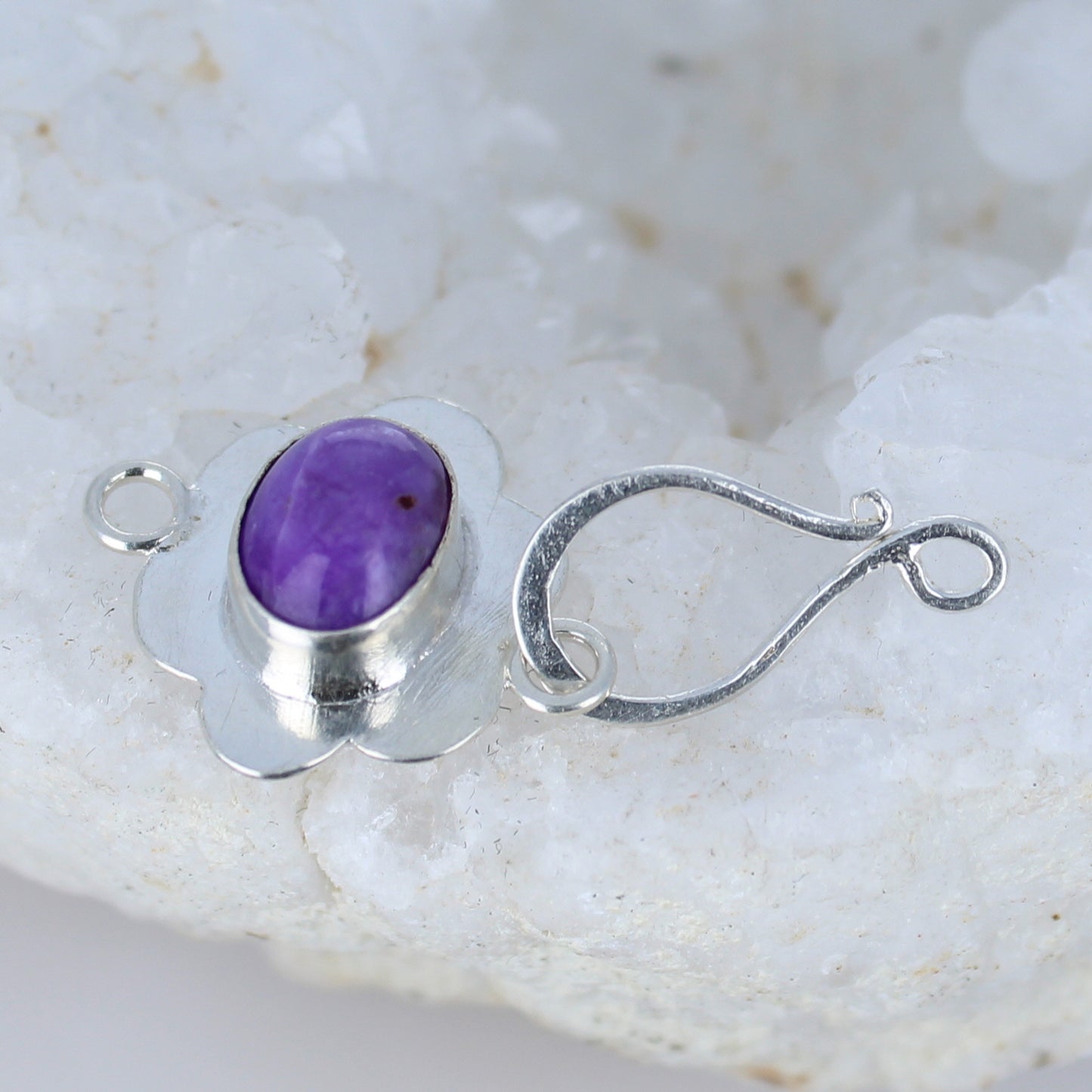 Royal Purple Sugilite Sterling Clasp Floral J Hook -NewWorldGems