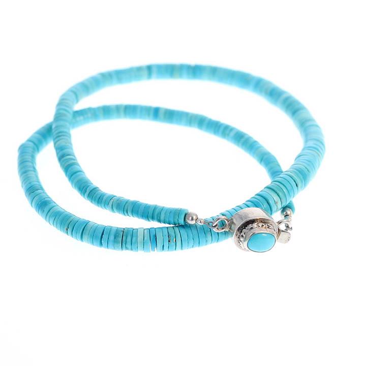 Sleeping Beauty Turquoise Necklace Heshi Beads 17" -NewWorldGems