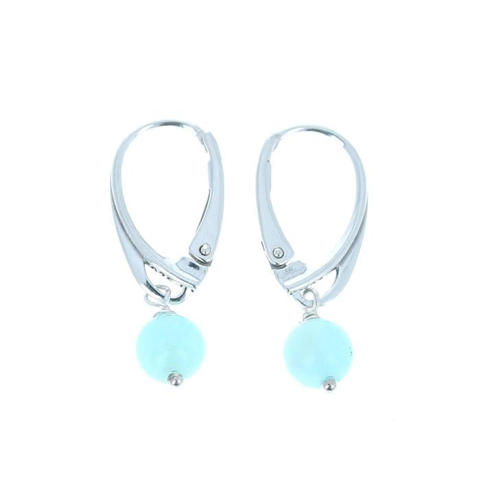 Peruvian Opal Round Earrings Sterling Leverback -NewWorldGems