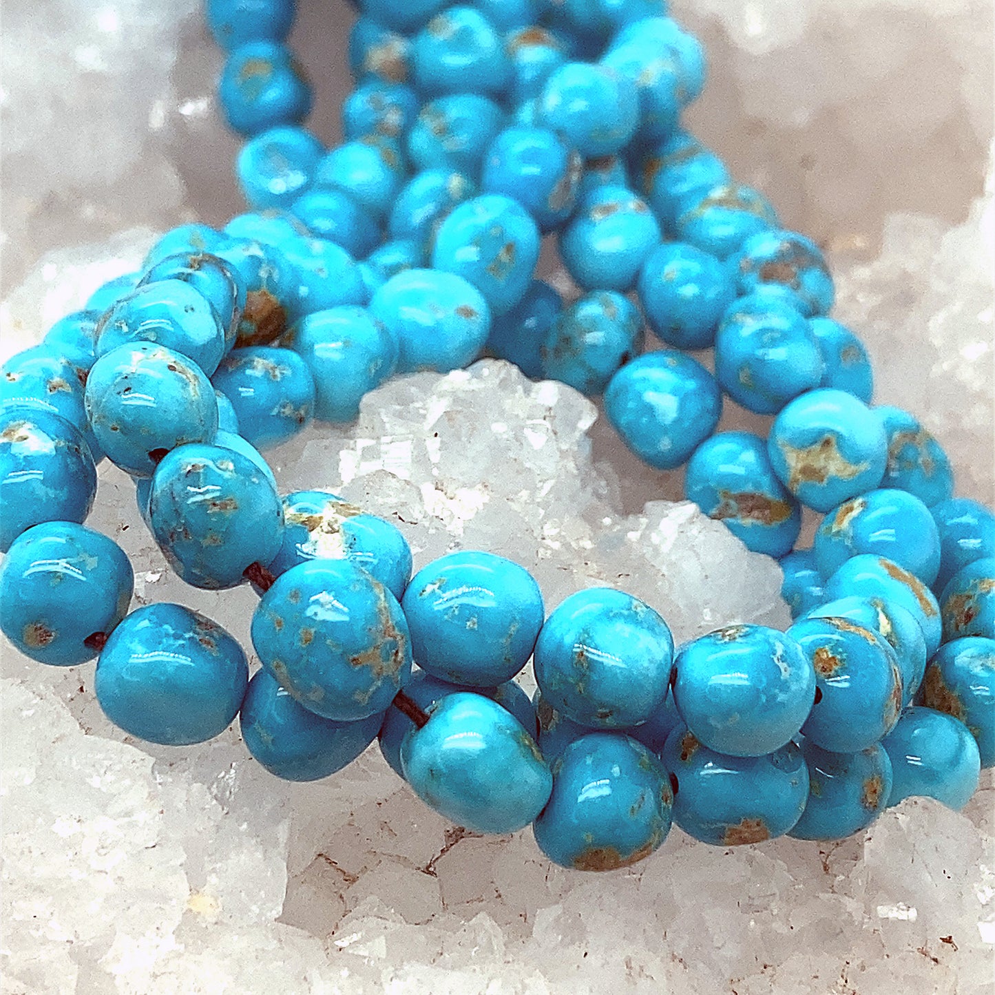 Blue Ridge Orvil Jack Turquoise Beads Potato Shape 7-8mm 4" -NewWorldGems