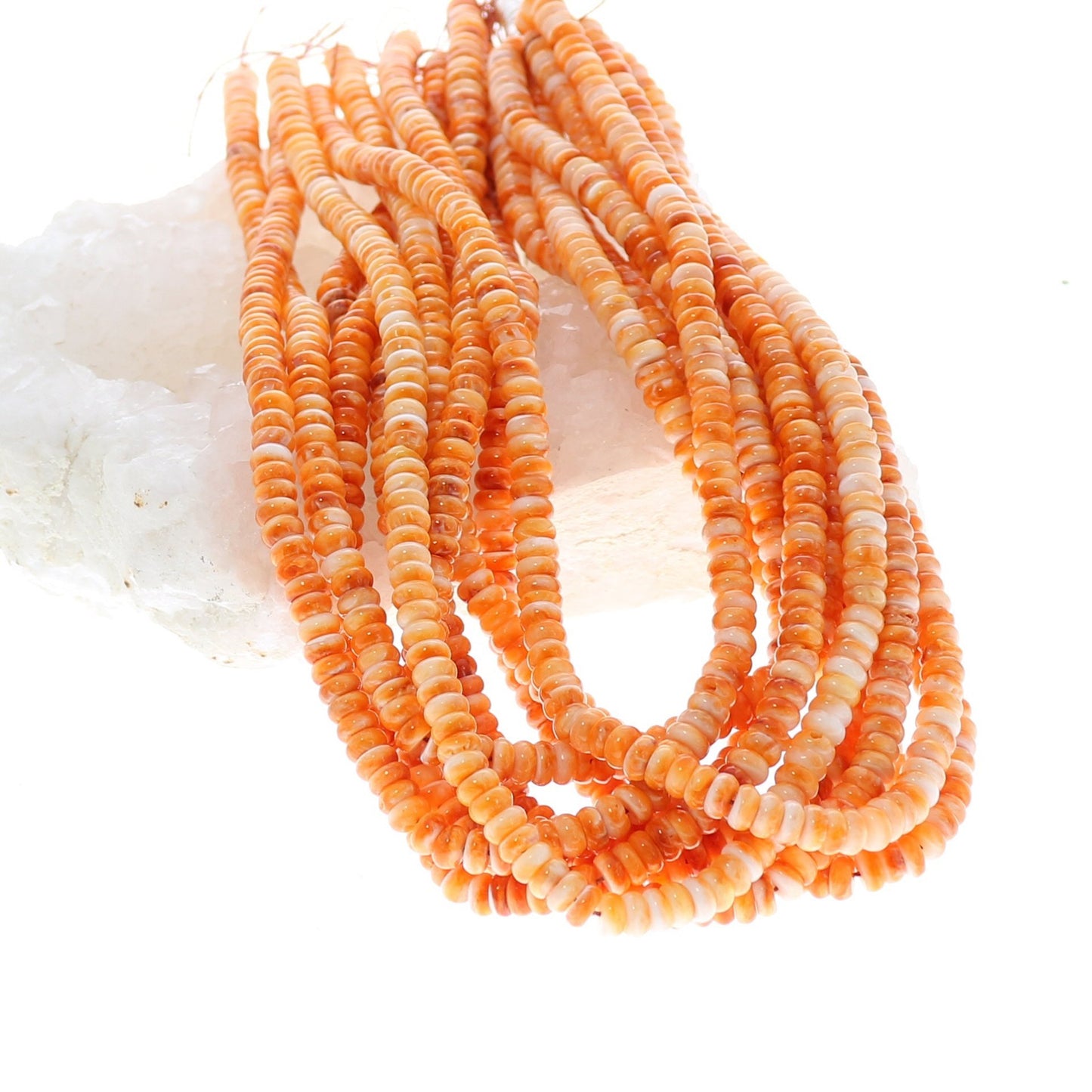 Apricot Orange Spiny Oyster Beads Buttons Rondelles 6mm 16" -NewWorldGems