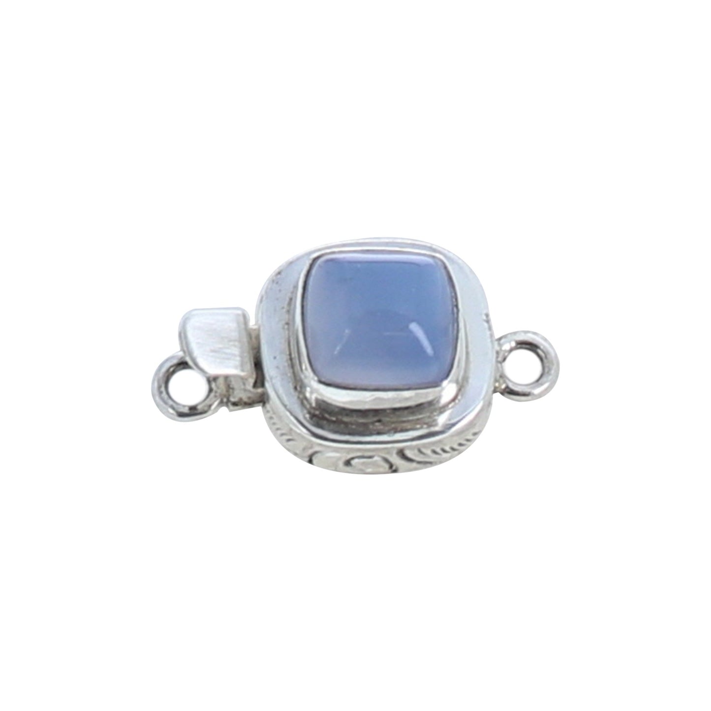 Chalcedony Clasp Cushion Shaped 10mm Sterling -NewWorldGems