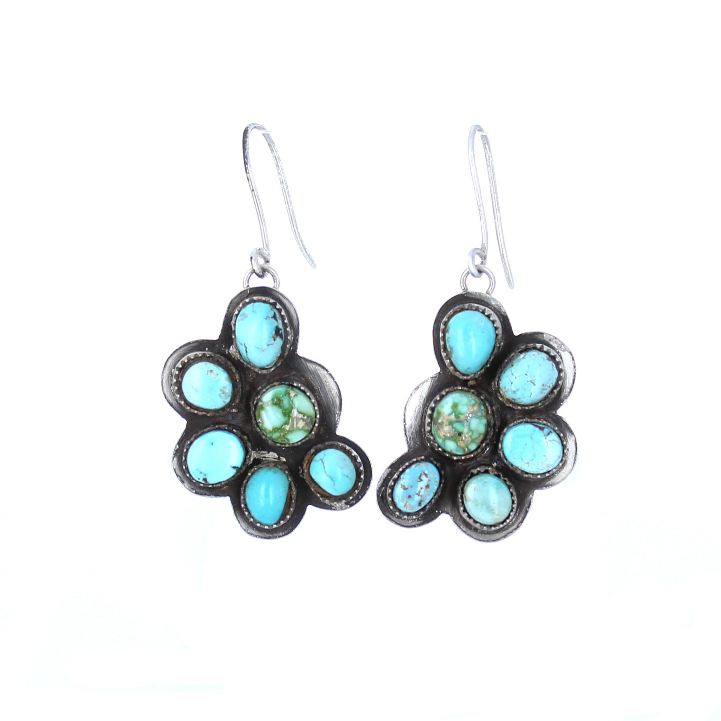 Dry Creek Turquoise Earrings Sterling 6-Stone Charmers -NewWorldGems
