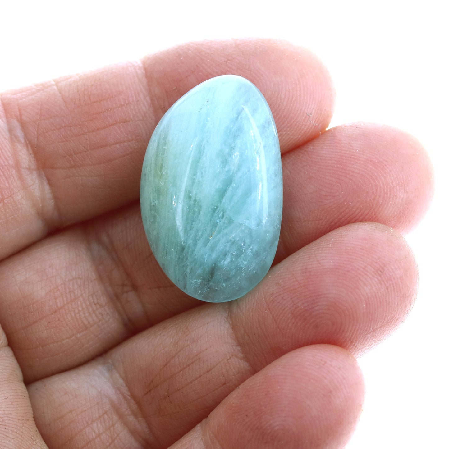 AQUAMARINE CABOCHON Free Form Teardrop 28x17mm -NewWorldGems