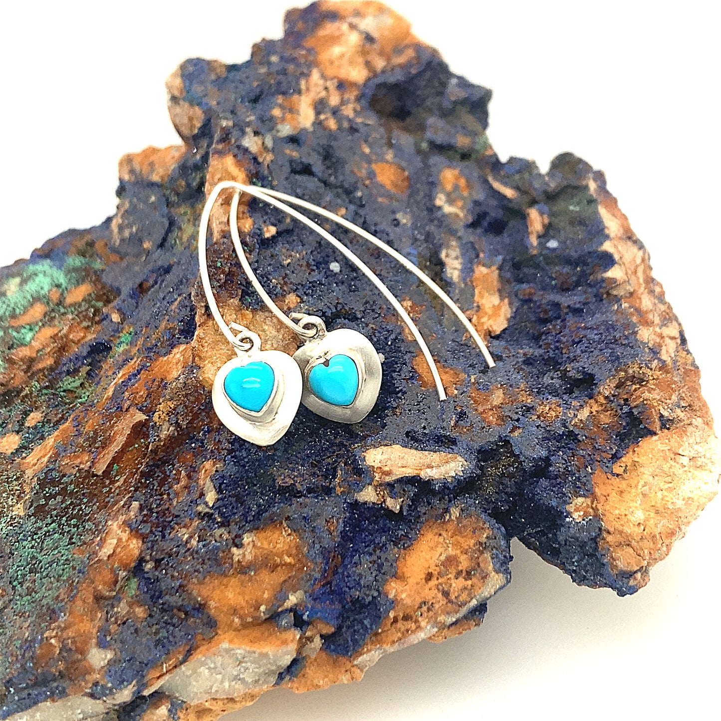 TURQUOISE SLEEPING BEAUTY Hearts Earrings Sky Blue -NewWorldGems