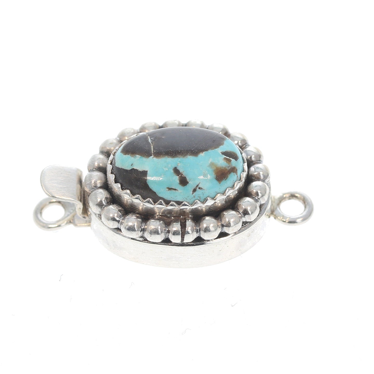 CARICO LAKE Turquoise Oval Clasp Dot Design 15x11mm Aqua Black -NewWorldGems