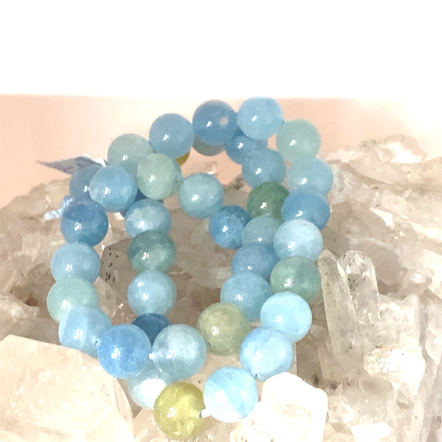 Aquamarine Beads Round Multi Color 10mm -NewWorldGems