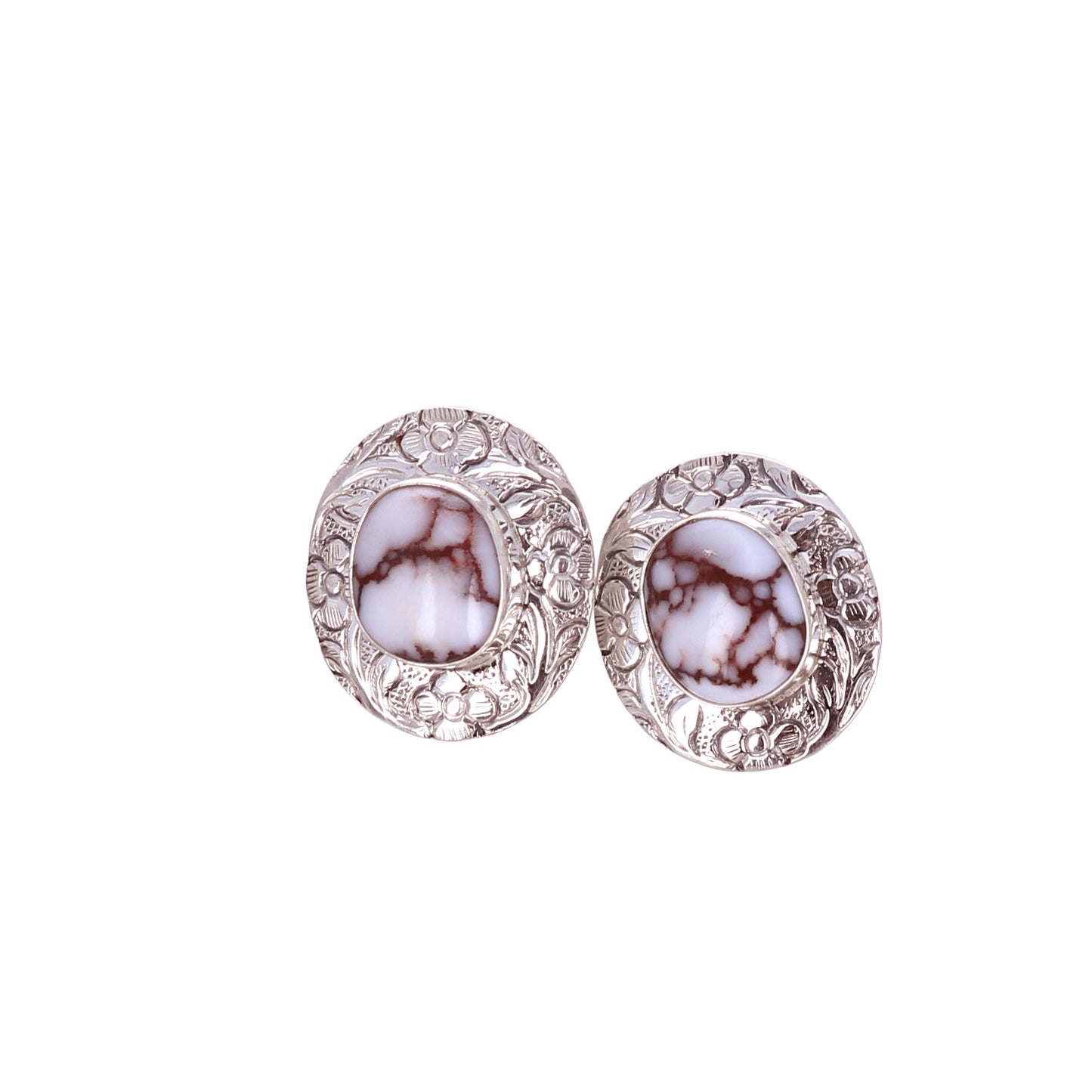 Wild Horse Earrings Etched Sterling Silver Posts -NewWorldGems