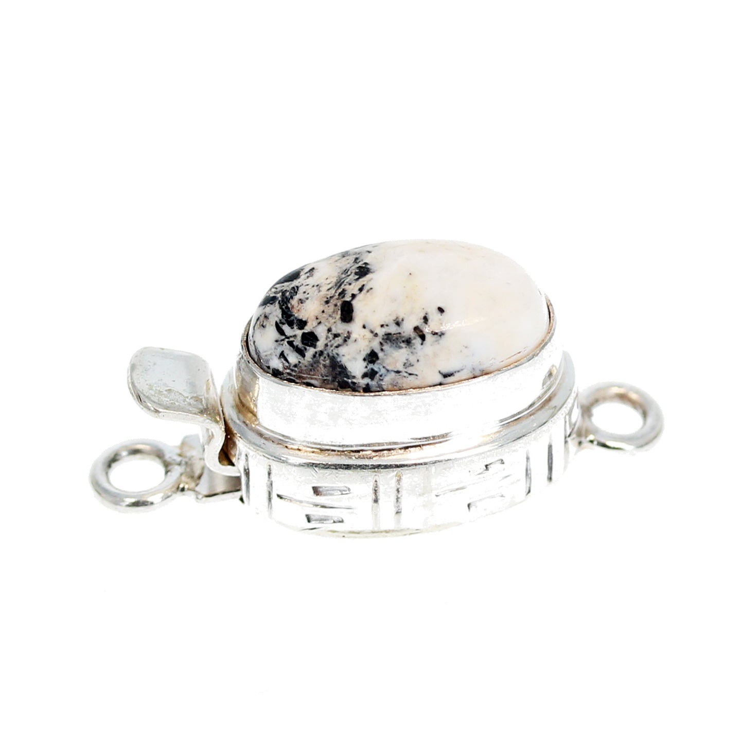 WHITE BUFFALO Clasp Sterling Oval 10x14mm -NewWorldGems