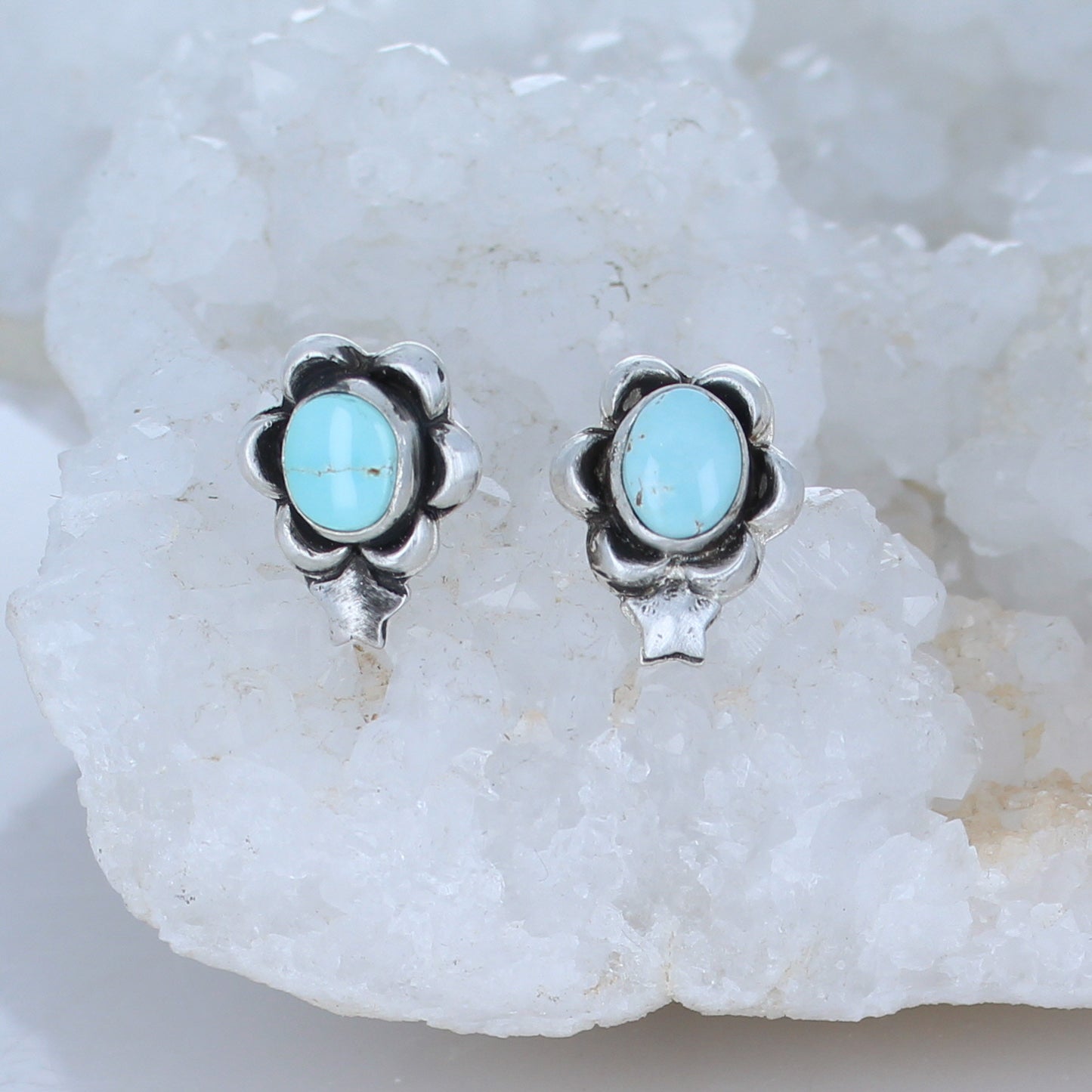 Many Moons Rare Dry Creek Turquoise Earrings Sterling -NewWorldGems