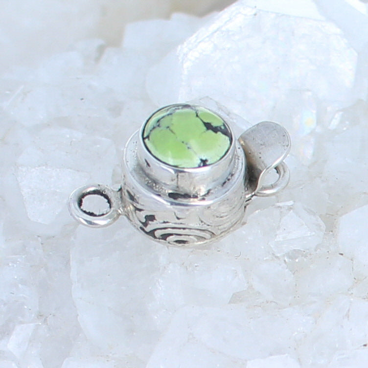 Mint Green Turquoise Clasp Sterling Round 8mm -NewWorldGems