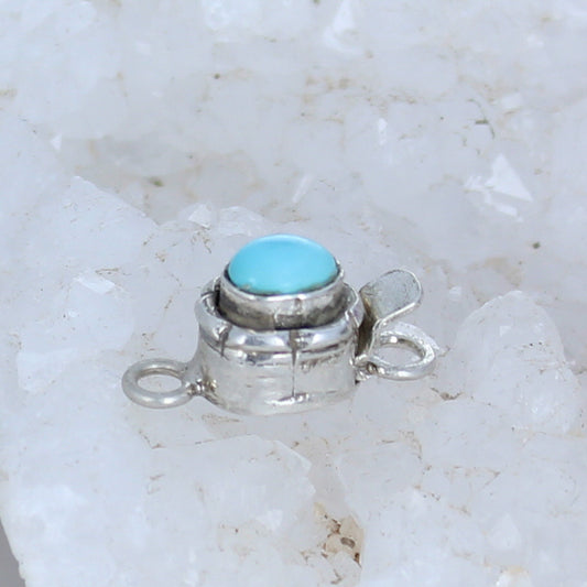 Campitos Turquoise Clasp Petal Style 5x7mm Sterling -NewWorldGems