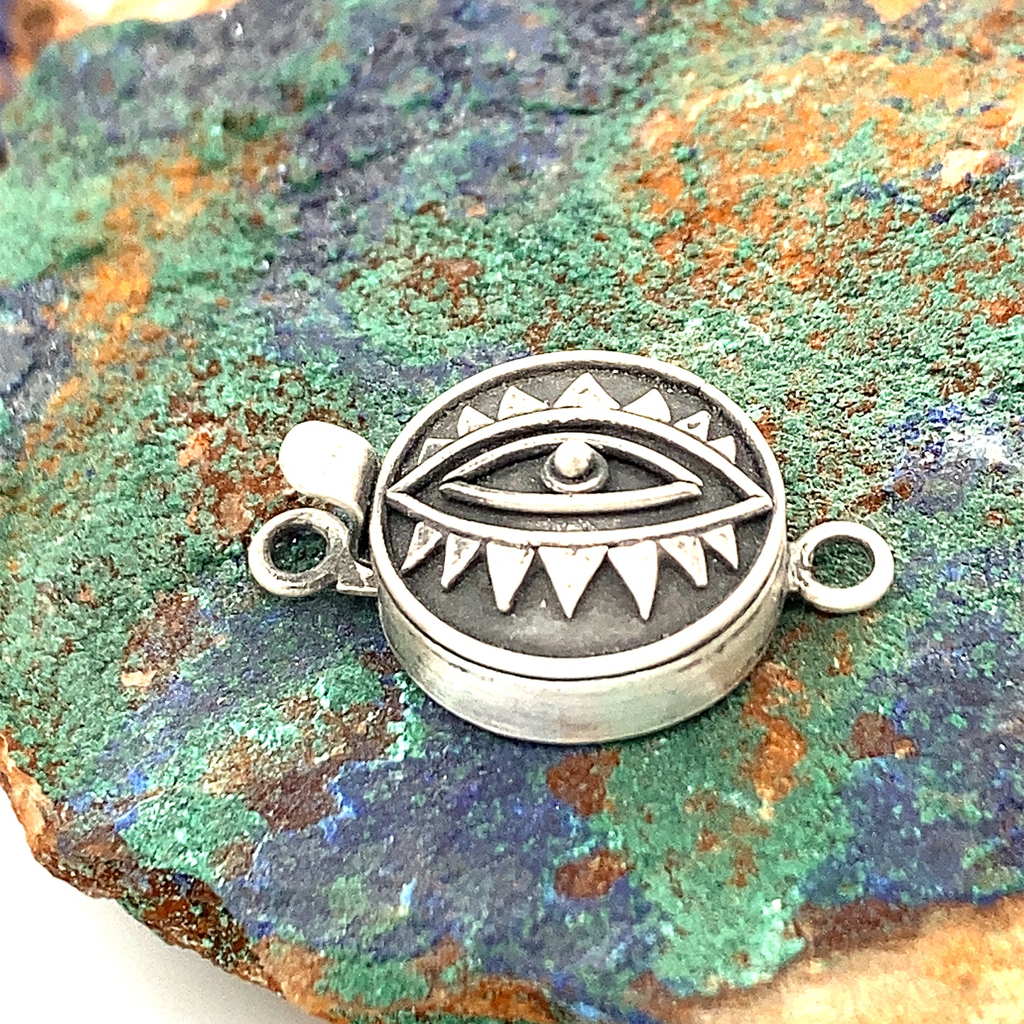 Protective Eye Clasp Sterling Silver 18mm Choose Finish -NewWorldGems