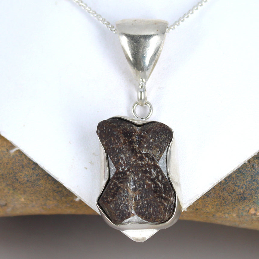 Staurolite Fairy Cross Quartz Pendant Sterling -NewWorldGems