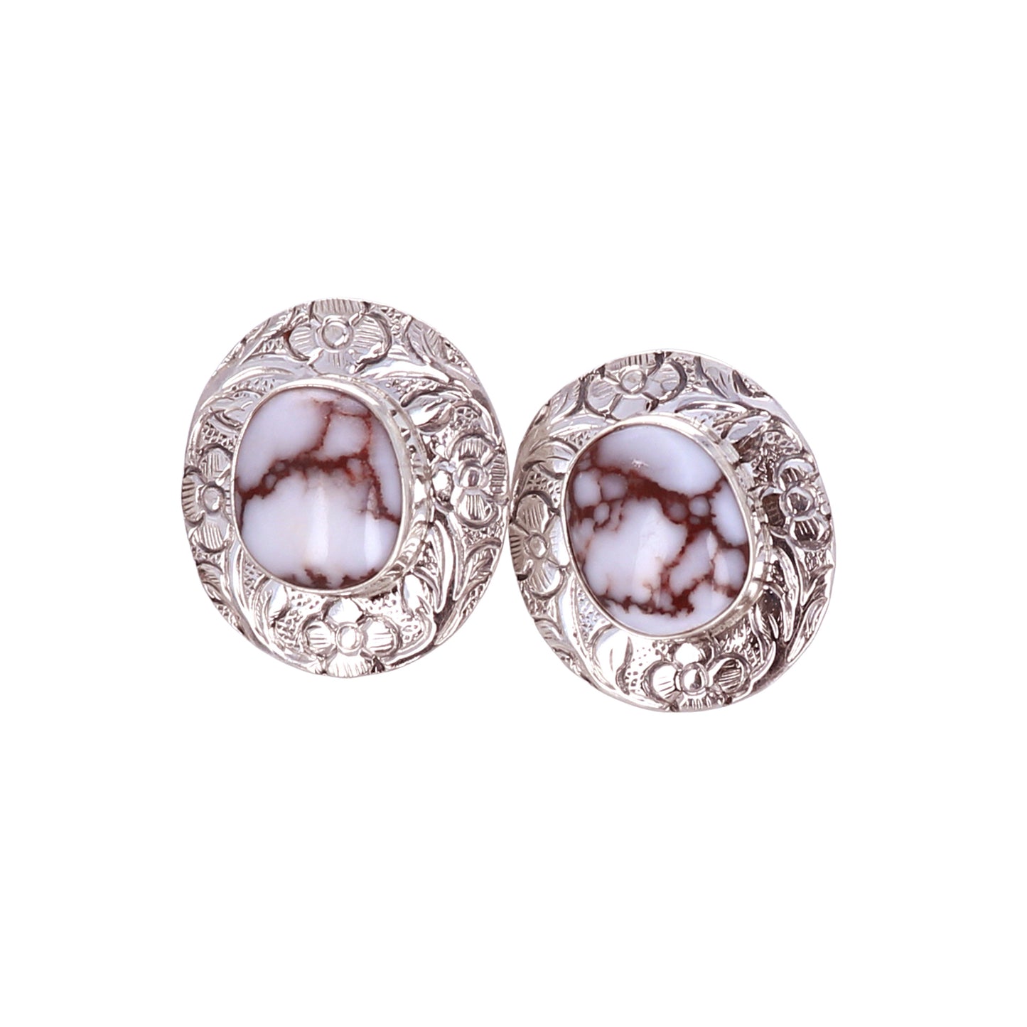 Wild Horse Earrings Etched Sterling Silver Posts -NewWorldGems