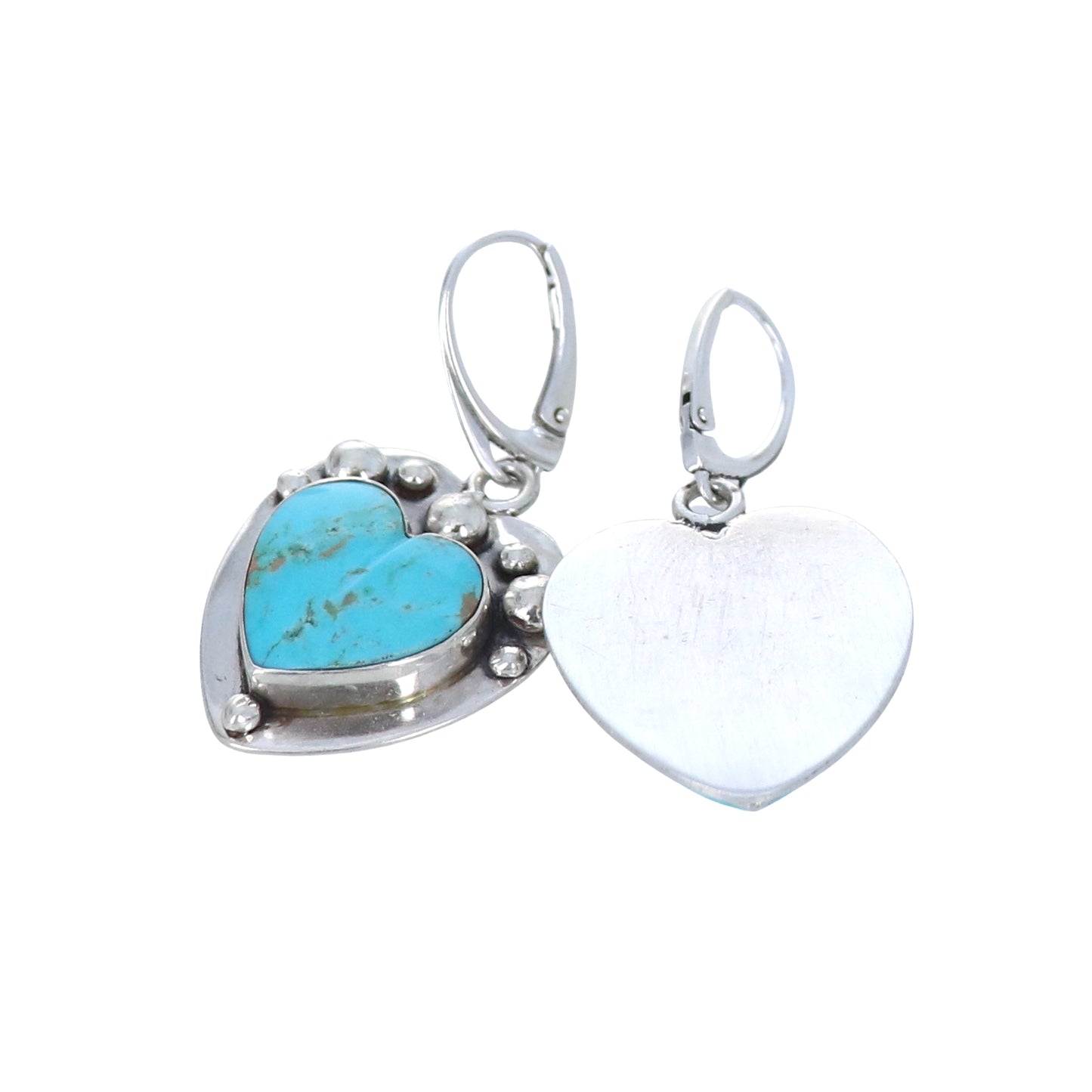 KINGMAN TURQUOISE Hearts Earrings Bright Sky Blue -NewWorldGems