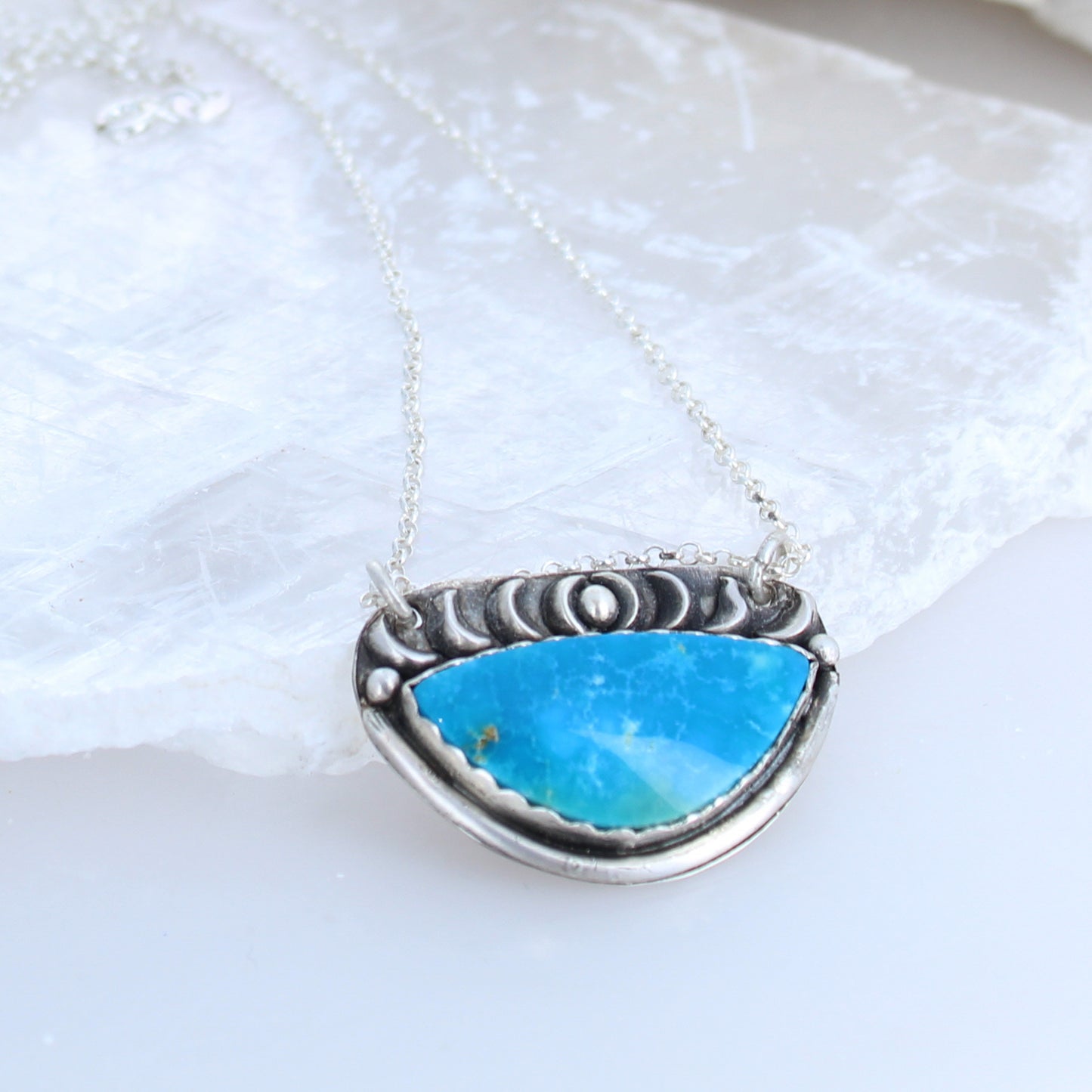 KINGMAN TURQUOISE Pendant Protective Eye Sterling Large -NewWorldGems