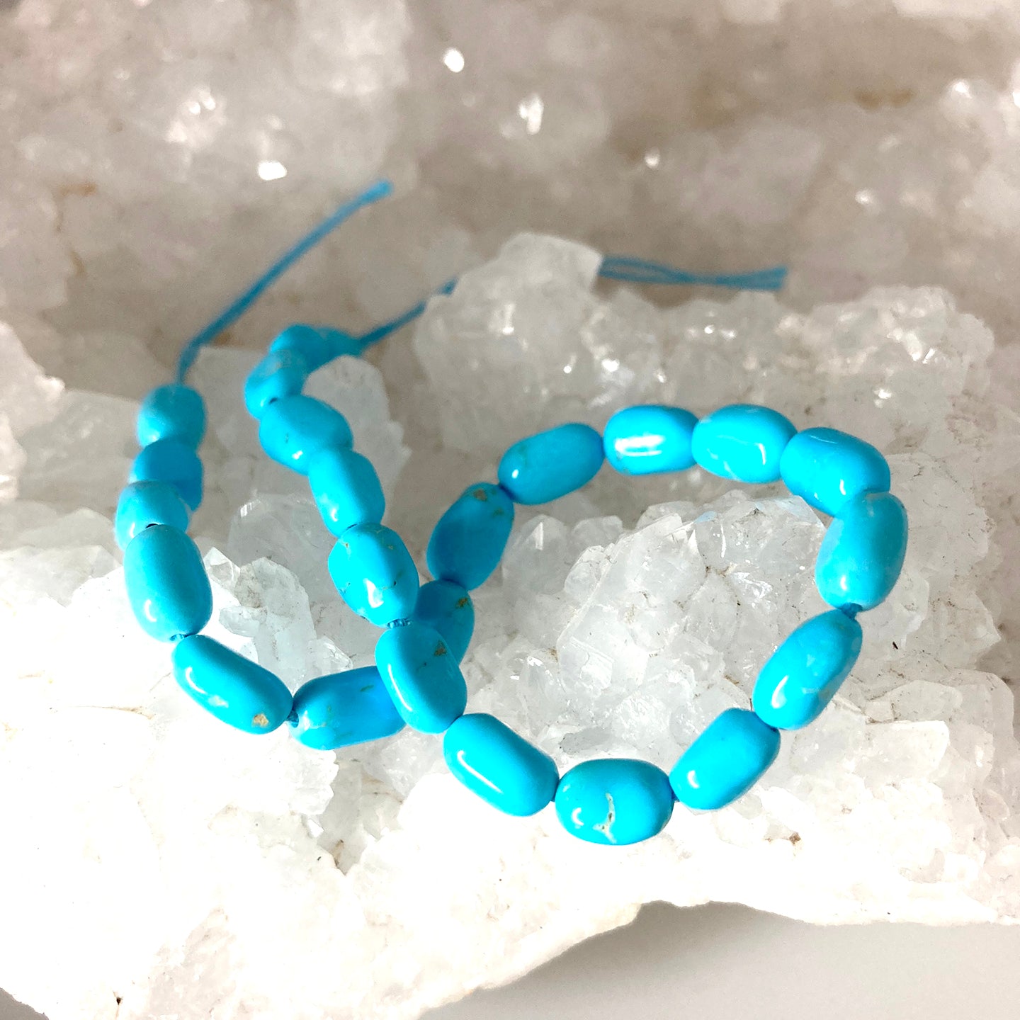Sleeping Beauty Turquoise Beads Potato Shaped 6-8mm 7" -NewWorldGems