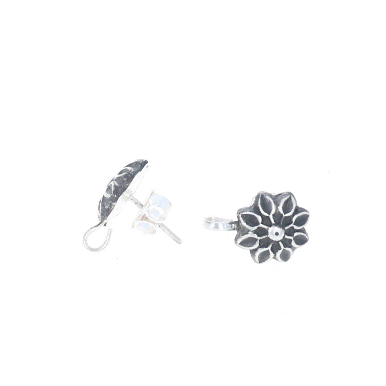 Sterling Silver Flower Post Style Earrings Components -NewWorldGems