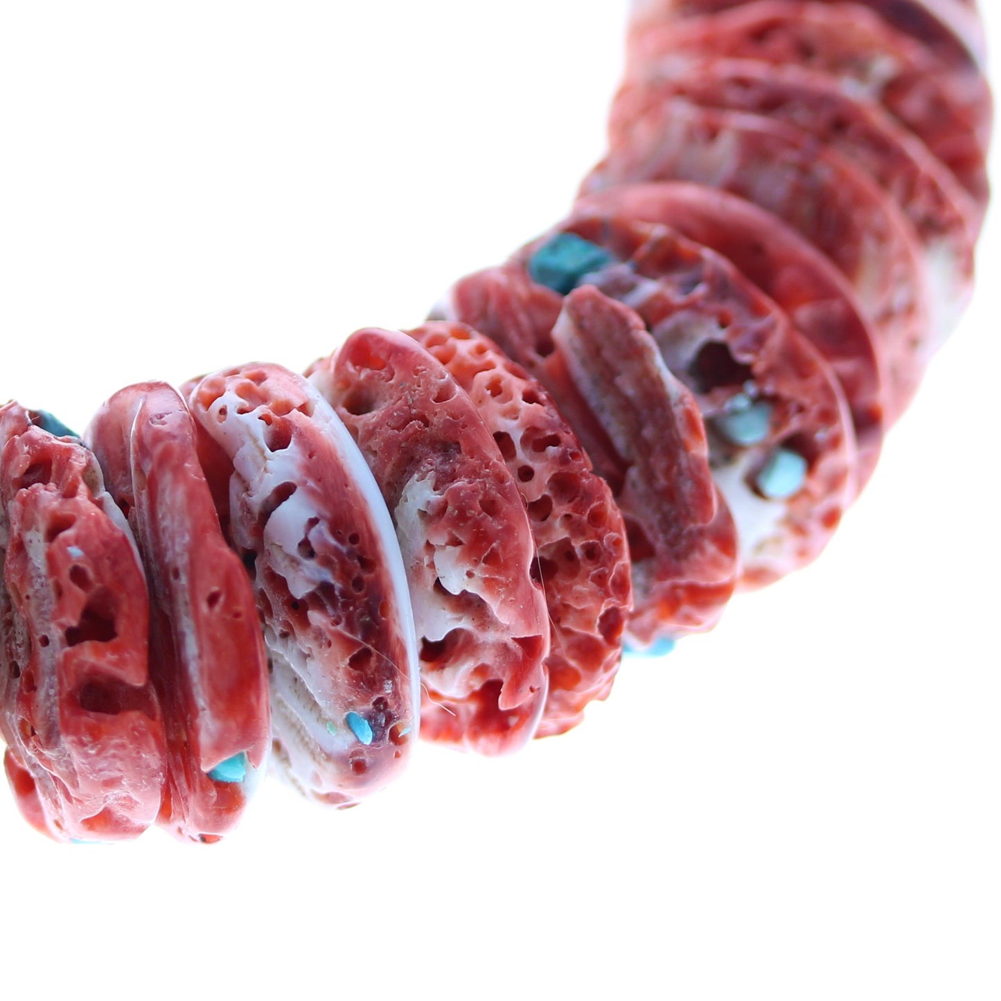 RED SPINY Oyster Beads Turquoise Accents 18mm -NewWorldGems
