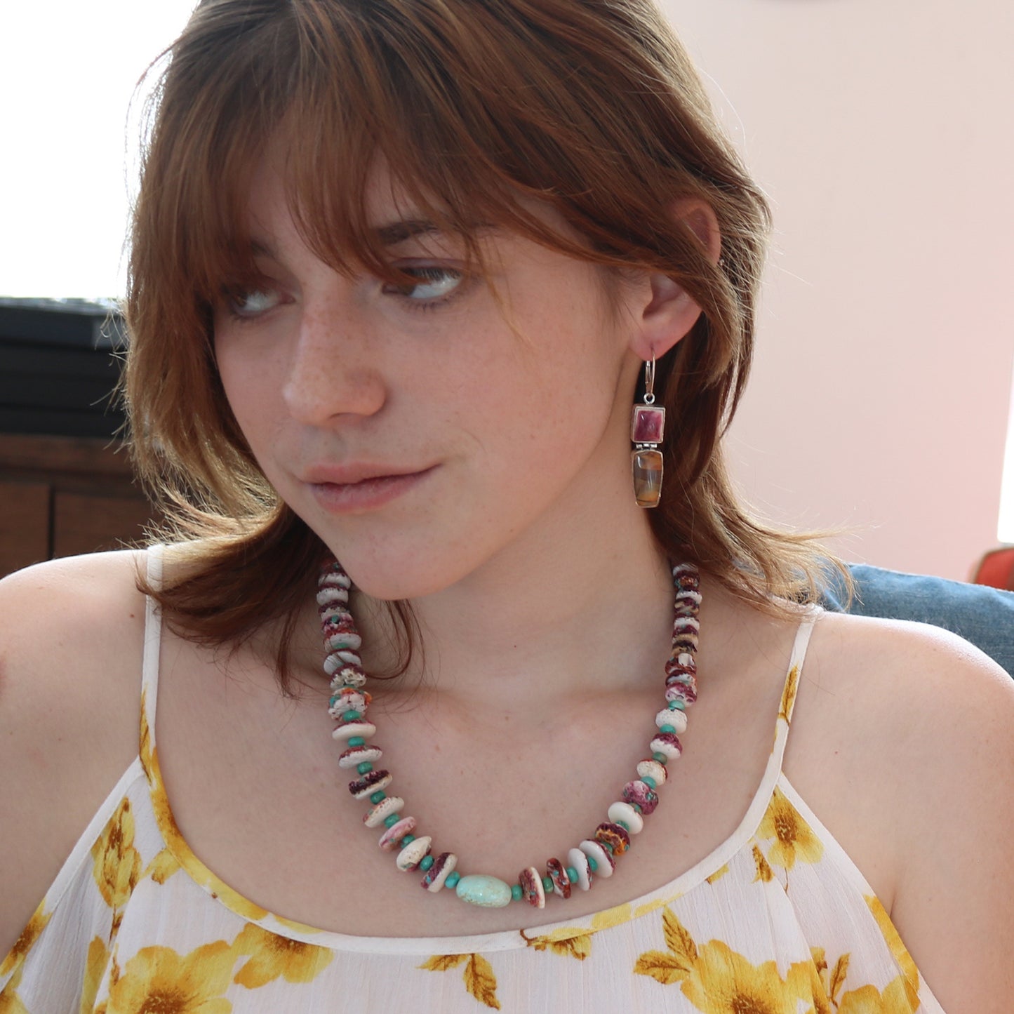 PURPLE SPINY Oyster Nevada Turquoise Necklace 22" -NewWorldGems