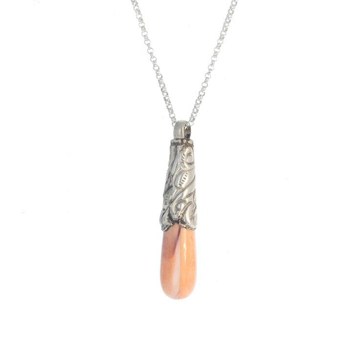 SPINY OYSTER Teardrop Pendant Sterling Floral Design -NewWorldGems