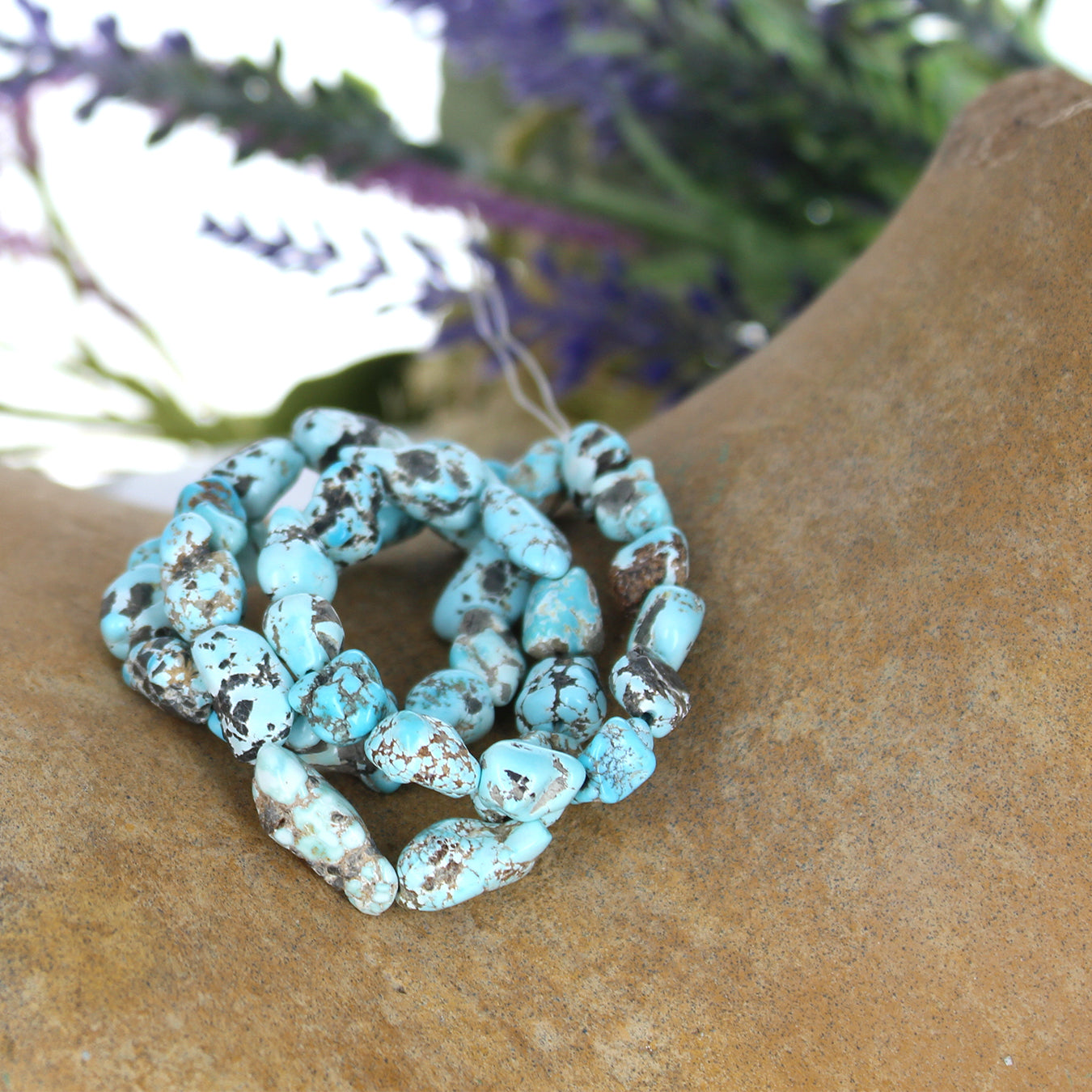 Rare LONE MOUNTAIN TURQUOISE Beads 9-15x9mm Sky Blue -NewWorldGems