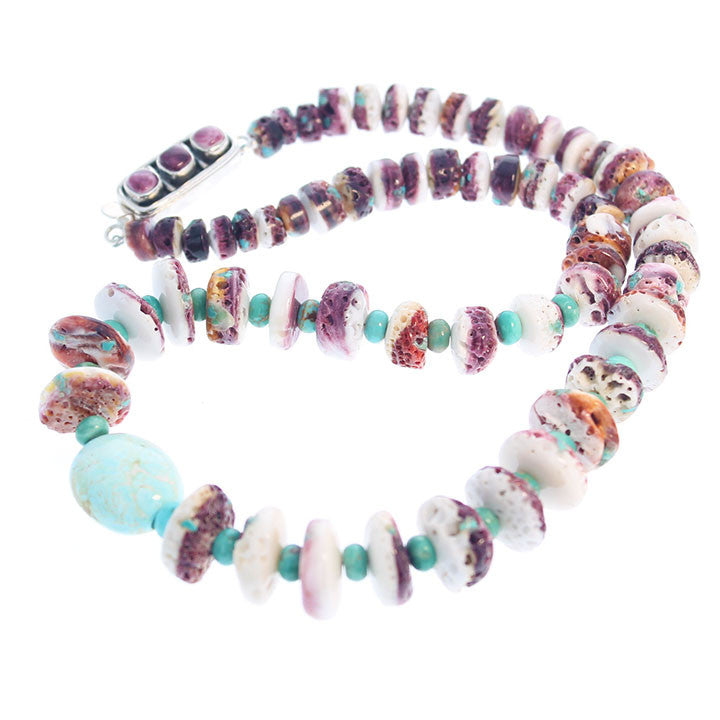 PURPLE SPINY Oyster Nevada Turquoise Necklace 22" -NewWorldGems