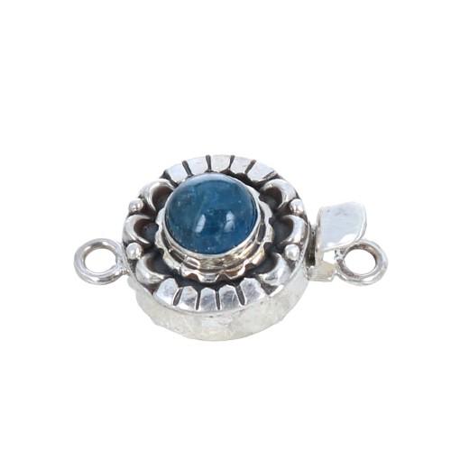 Apatite Clasp Sterling Round 8Mm Moon Lotus Design -NewWorldGems