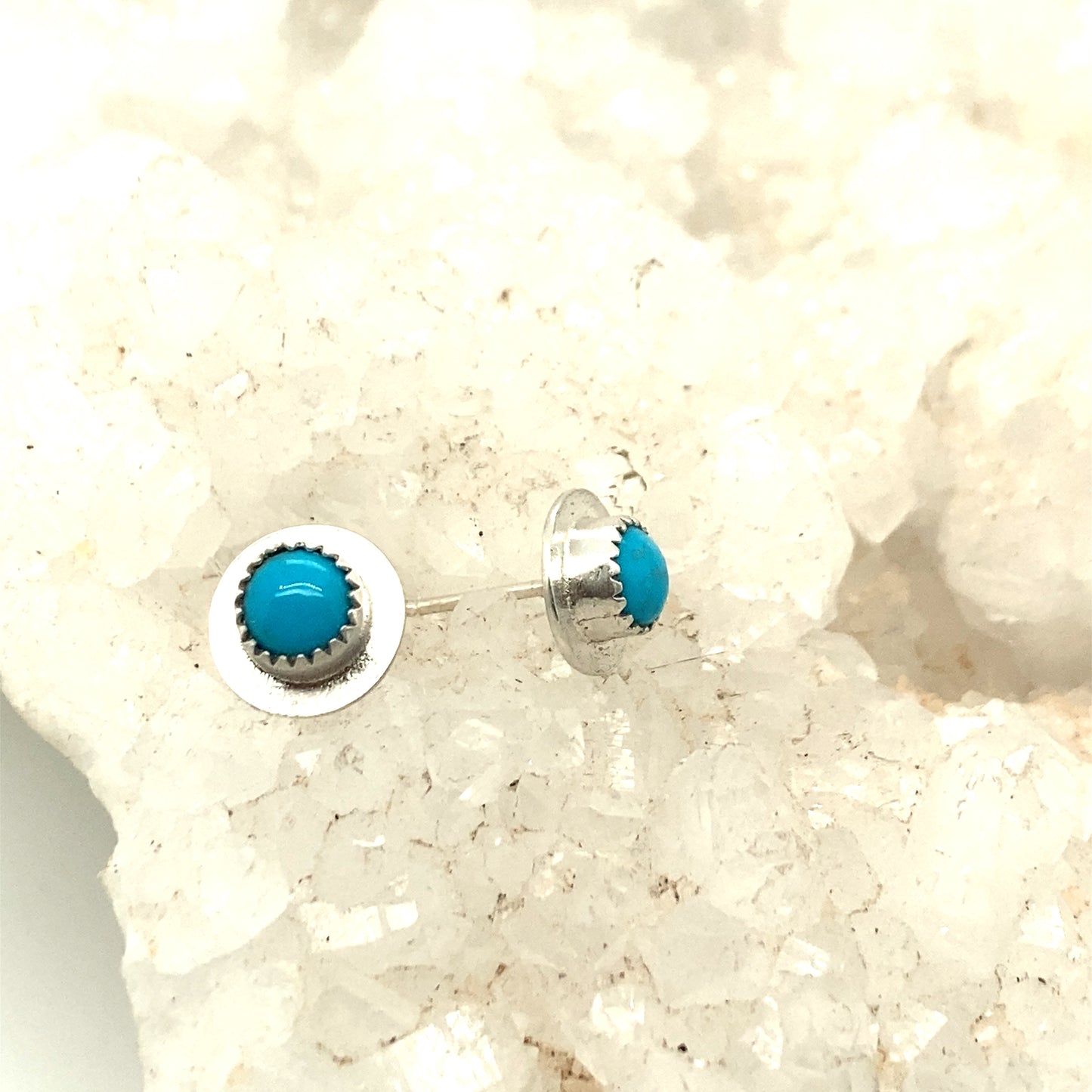 Bluebird Mine Turquoise Earrings Ovals Sterling Posts 4mm -NewWorldGems