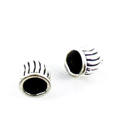 Sterling Silver End Cones Groove Design 8.6X7mm Pair -NewWorldGems