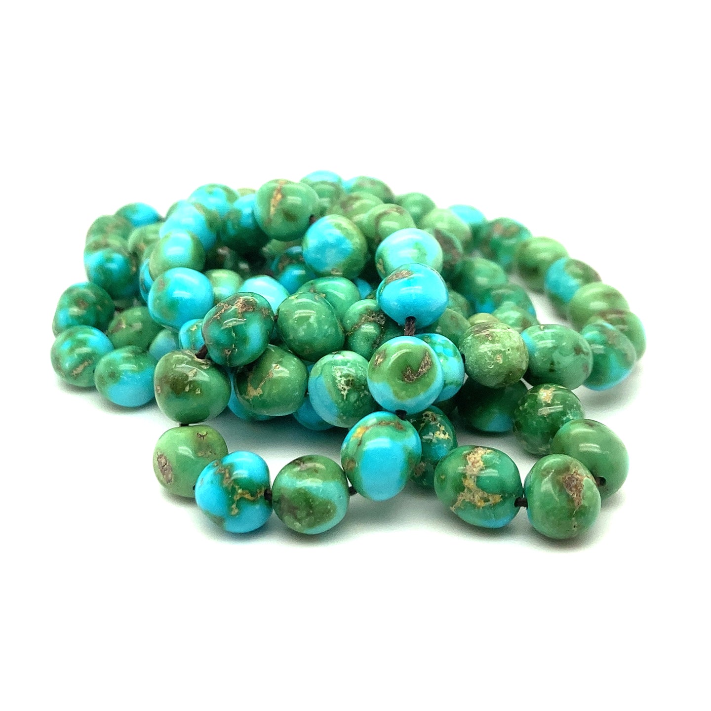 AAA Sonoran Gold Turquoise Beads Lime Green Blue Semi Round 8.5mm -NewWorldGems