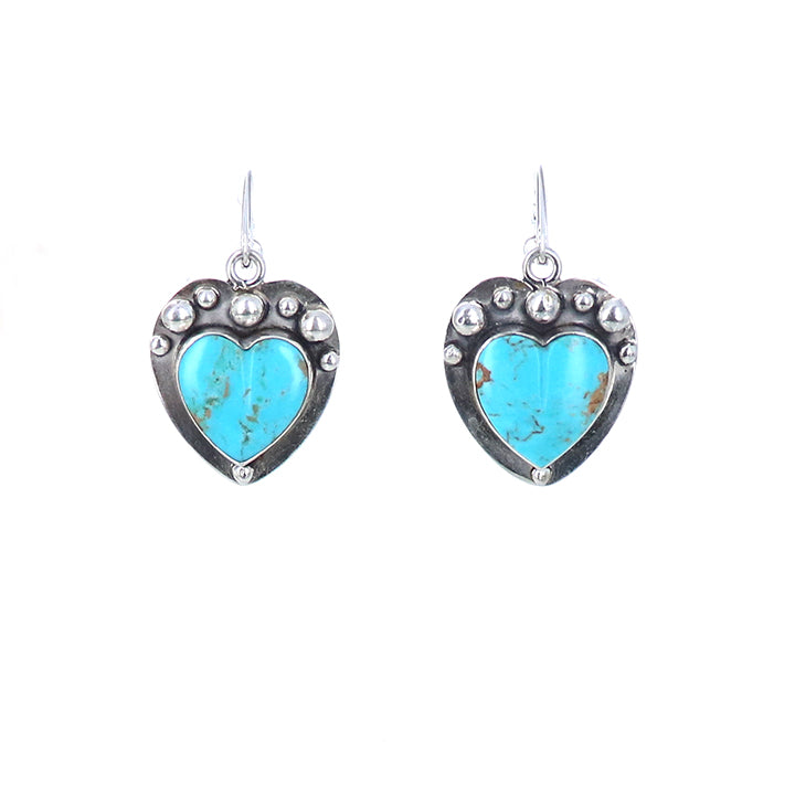KINGMAN TURQUOISE Hearts Earrings Bright Sky Blue -NewWorldGems