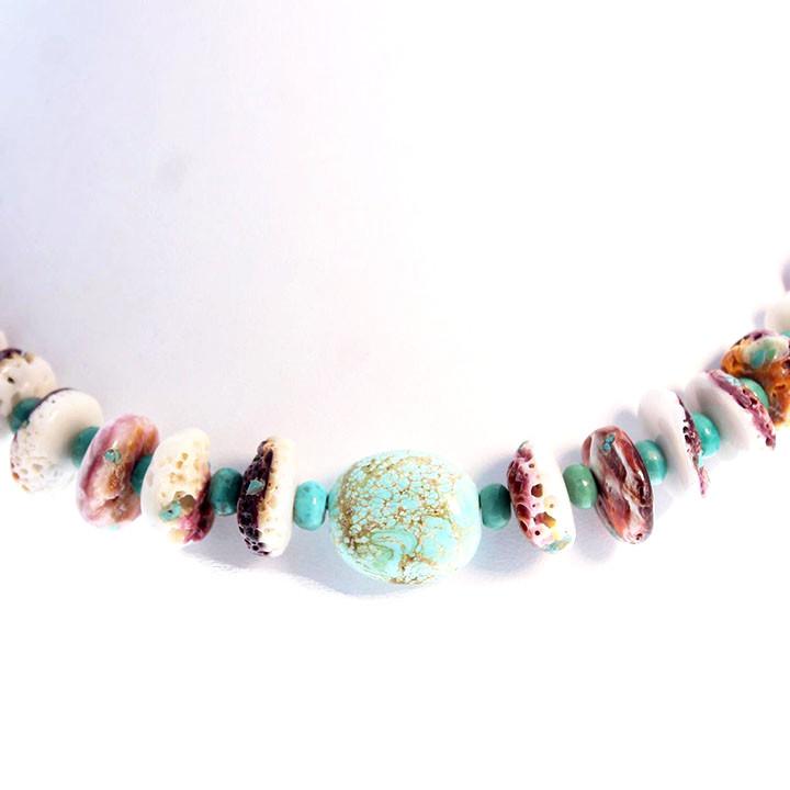 PURPLE SPINY Oyster Nevada Turquoise Necklace 22" -NewWorldGems