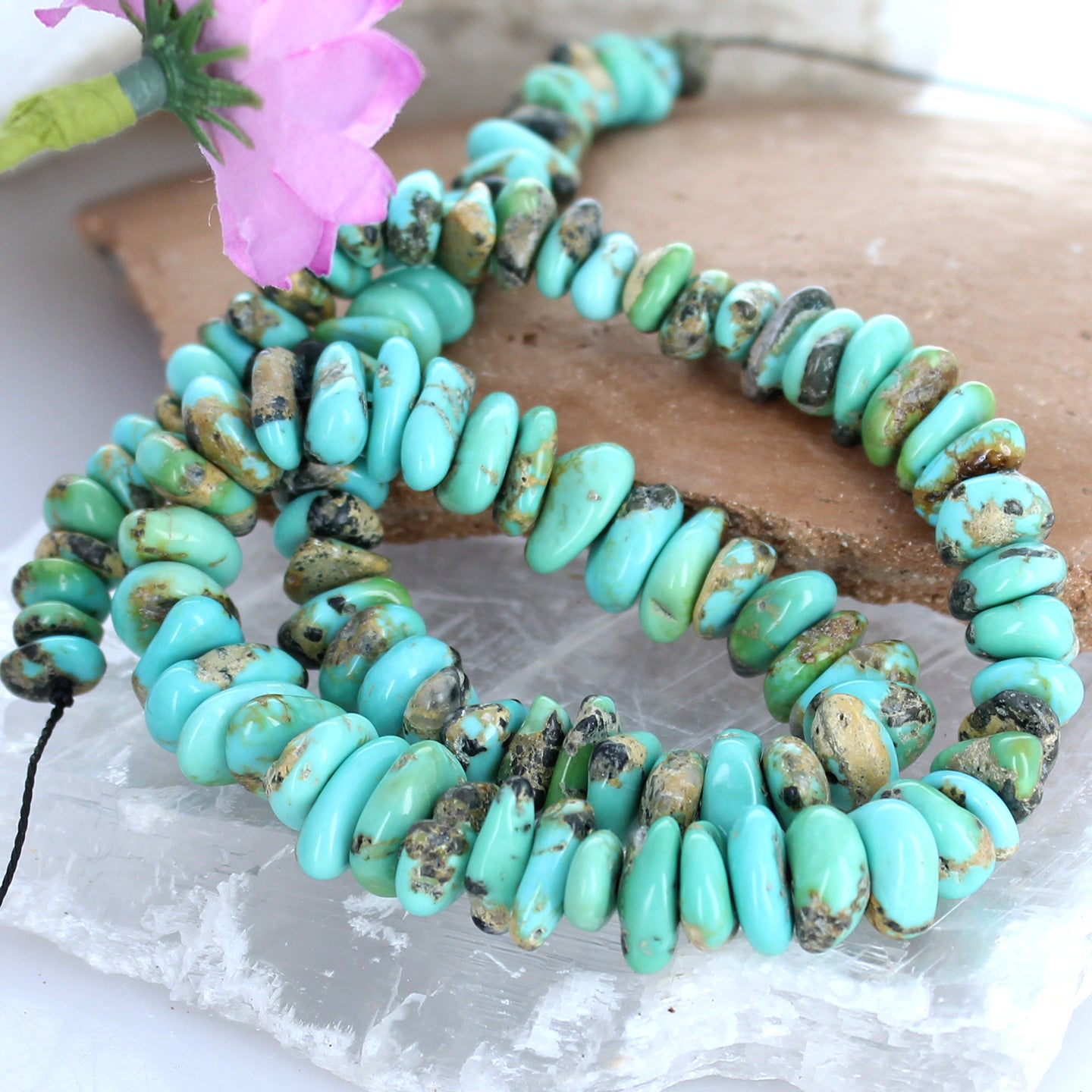 Verde Valley Turquoise Beads Flat Nugget Shape 7-11Mm -NewWorldGems