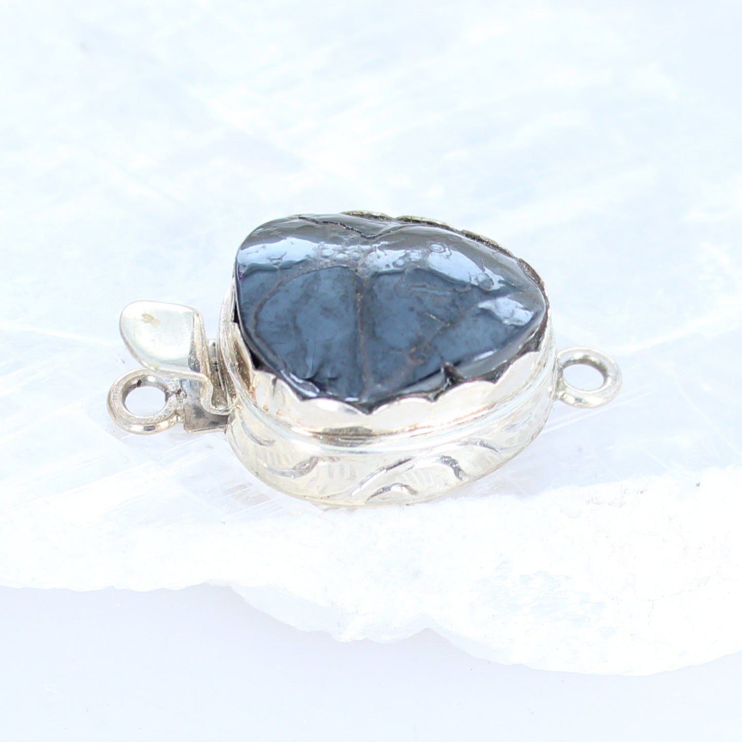 Large Sterling Silver Hemitite Clasp Component -NewWorldGems