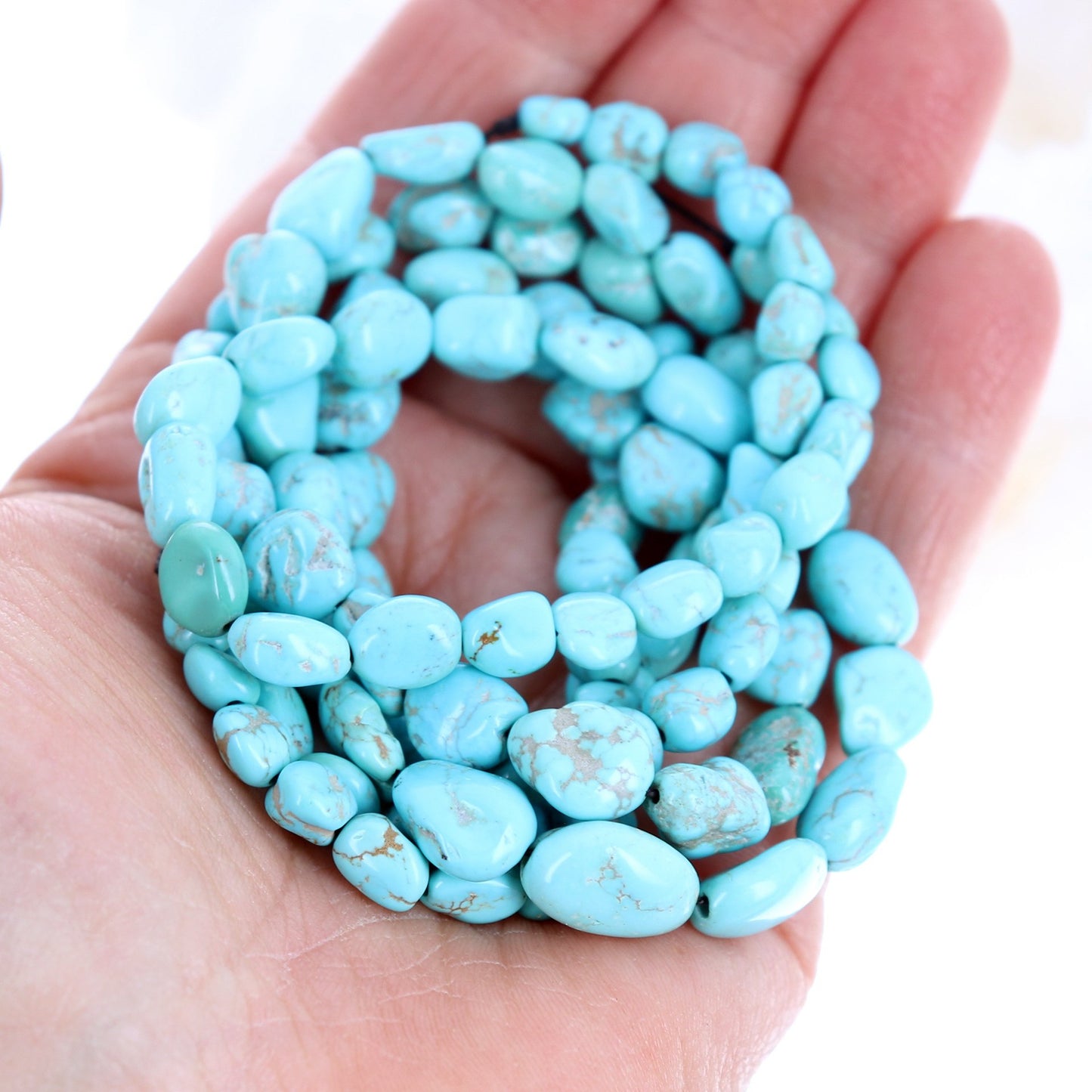 Sierra Nevada Turquoise Beads Nevada Potato Shape -NewWorldGems