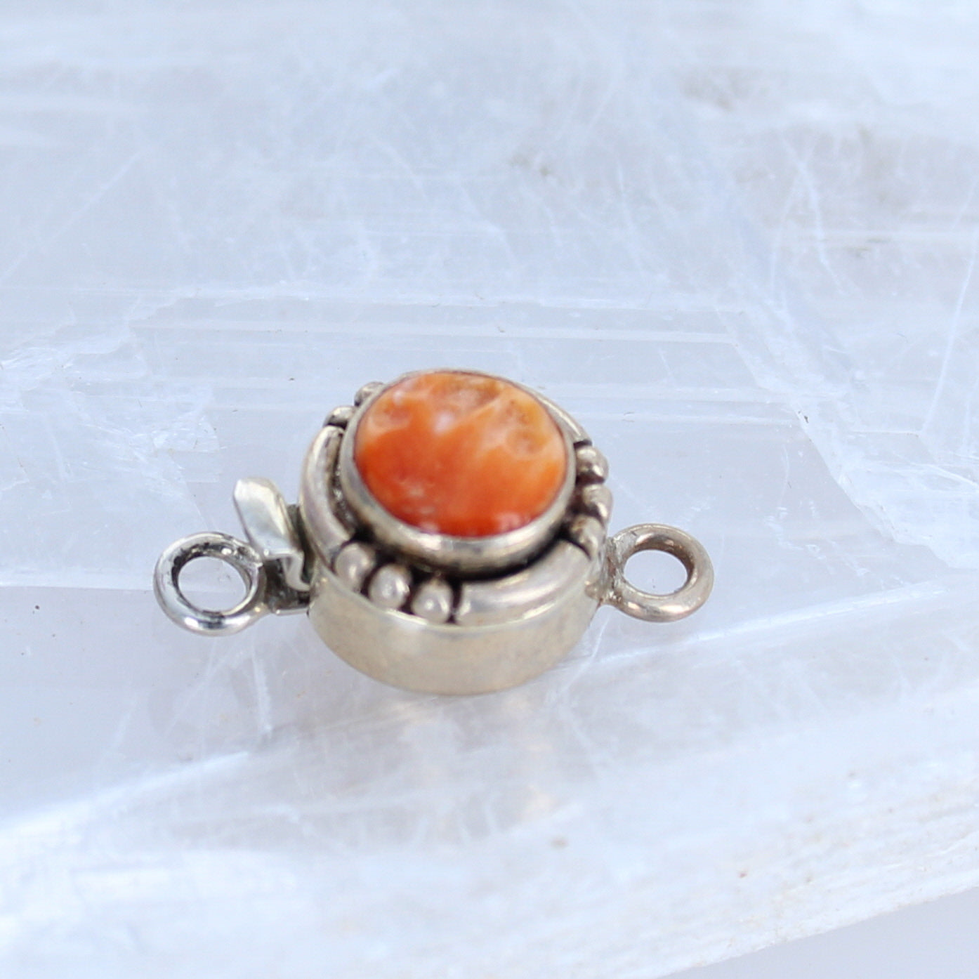 Spiny Oyster Clasp Sterling Round Orange 8mm Southwest -NewWorldGems