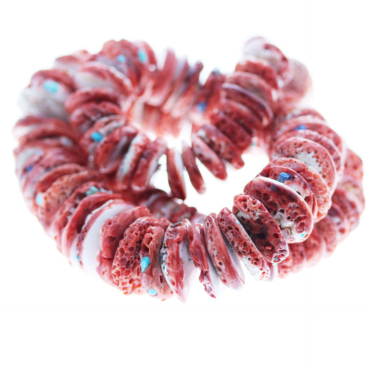 RED SPINY Oyster Beads Turquoise Accents 18mm -NewWorldGems