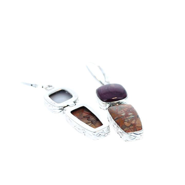 Sonora Sunrise And Purple Spiny Oyster Earrings -NewWorldGems