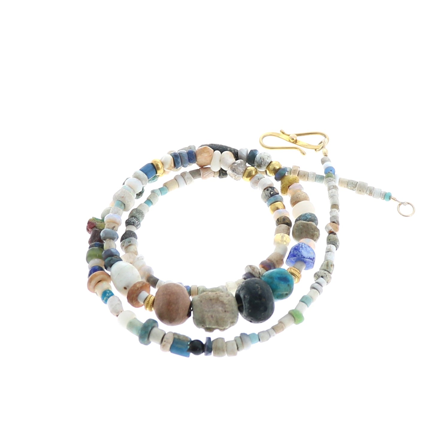 Ancient Mali Dig Beads Necklace 18K Gold #2 -NewWorldGems