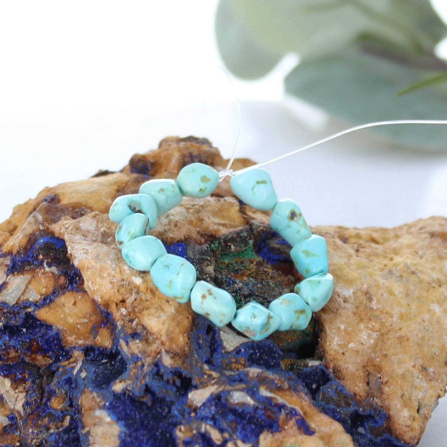 Lone Mountain Turquoise 6-7mm Nugget Beads Pale Blue 4" -NewWorldGems