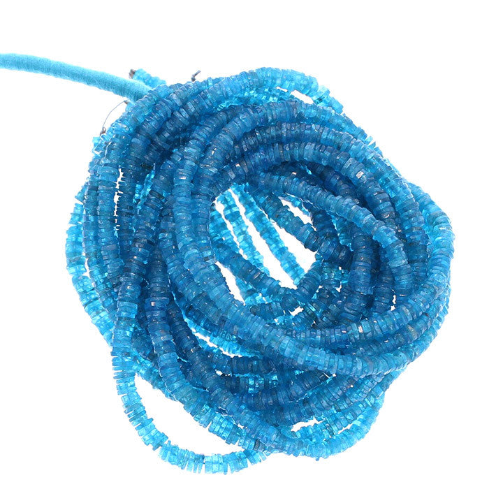 APATITE BEADS Heshi Discs 4mm Deep Blue -NewWorldGems
