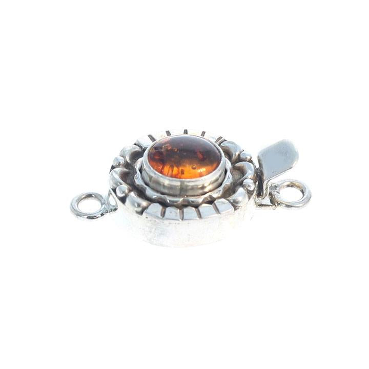 Baltic Amber Clasp Moon Petal Design Sterling -NewWorldGems