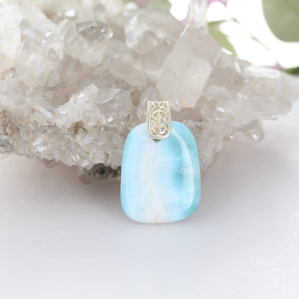 LARIMAR PENDANT Large Free Form Sterling Silver #2