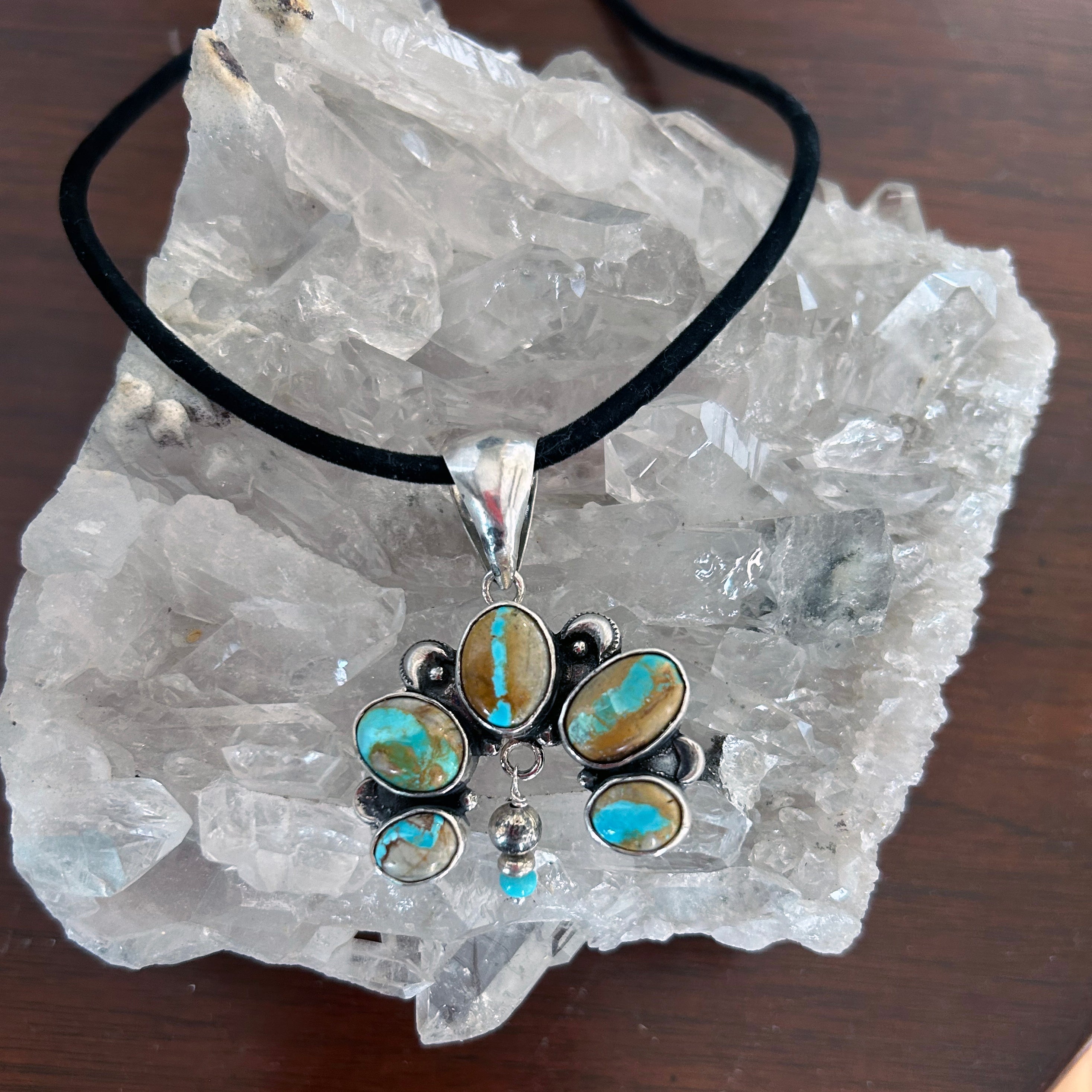 Royston Ribbon Turquoise Naja Moon Pendant Sterling Silver Southwest Elegance