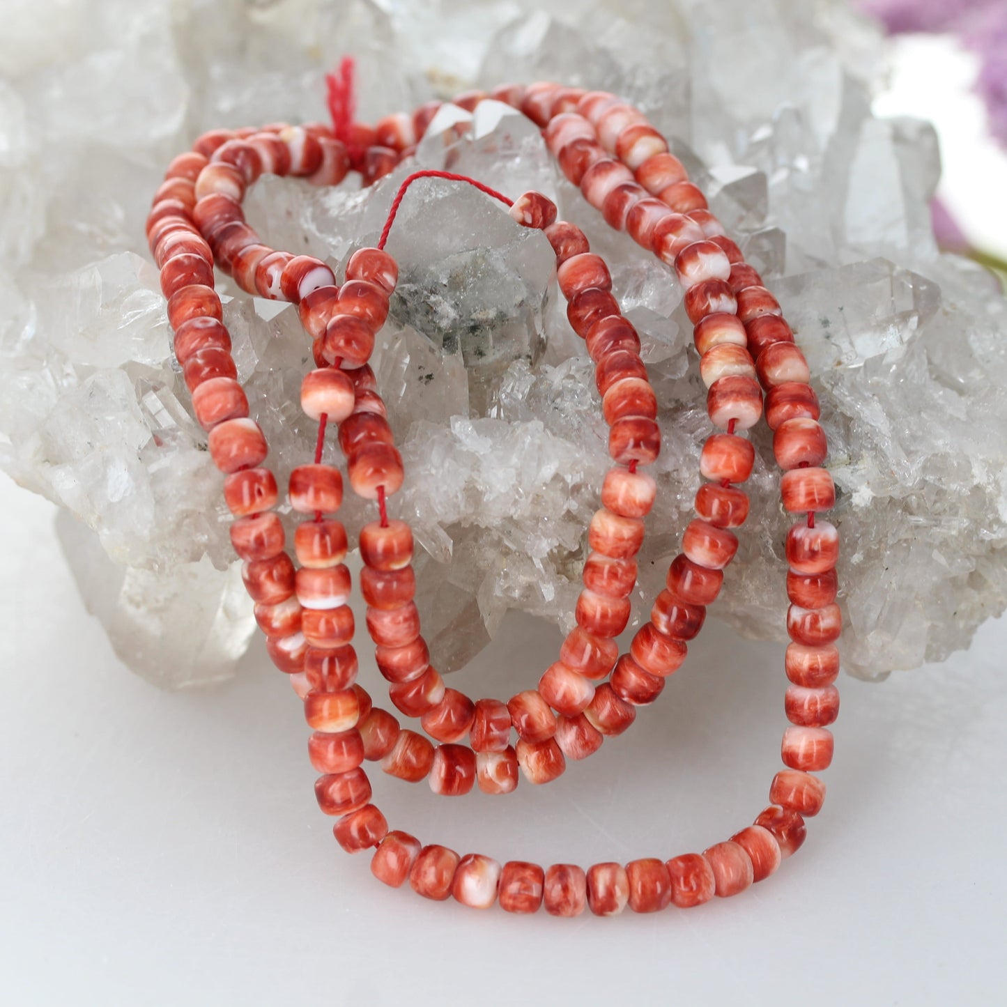 AAA Red SPINY OYSTER Beads 5mm Pueblo Shaped 22"