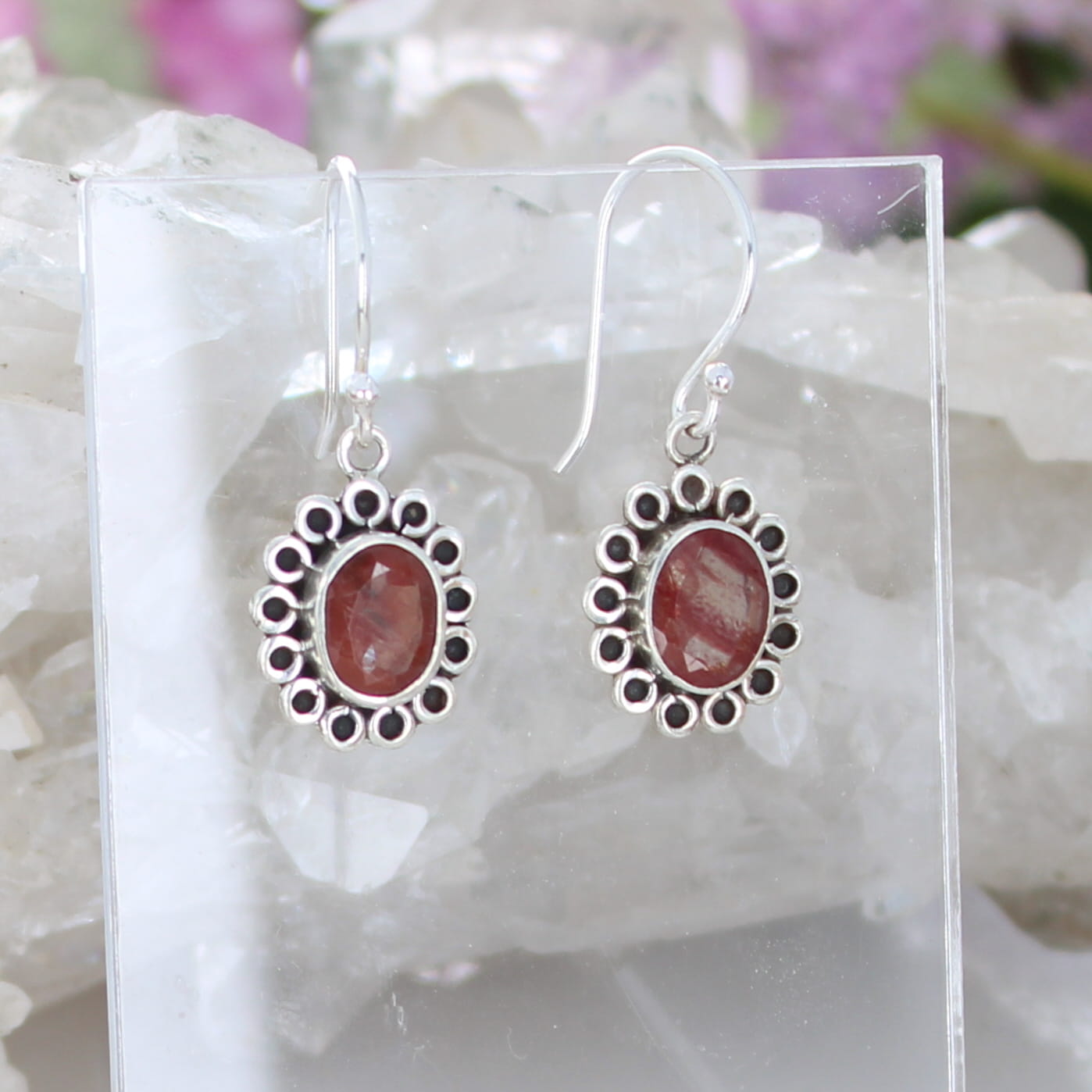 AAA Faceted Sienna Andesine Daisy Earrings Sterling Silver NewWorldGems